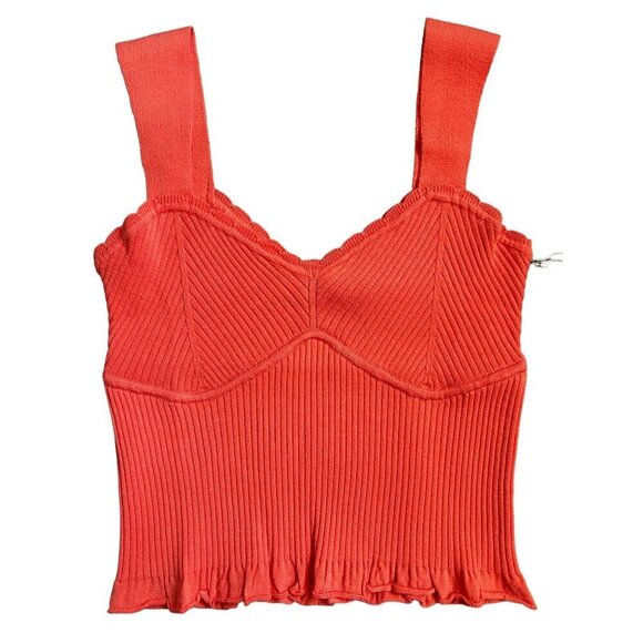 ONE GREY DAY SWEETHEART NECKLINE TANK TOP CORAL COLOR, Y2K PREPPY BEACH RESORT - Picture 7 of 8